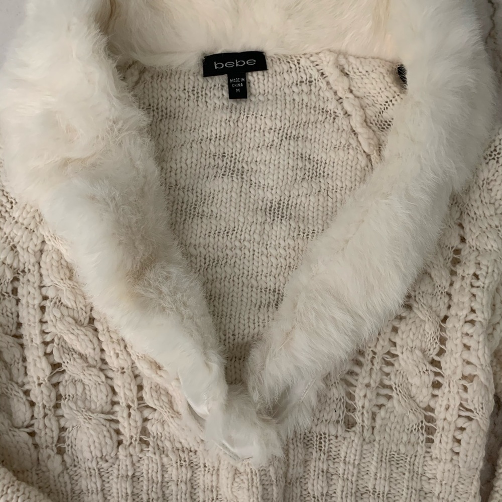 Bebe crop top rabbit fur sweater